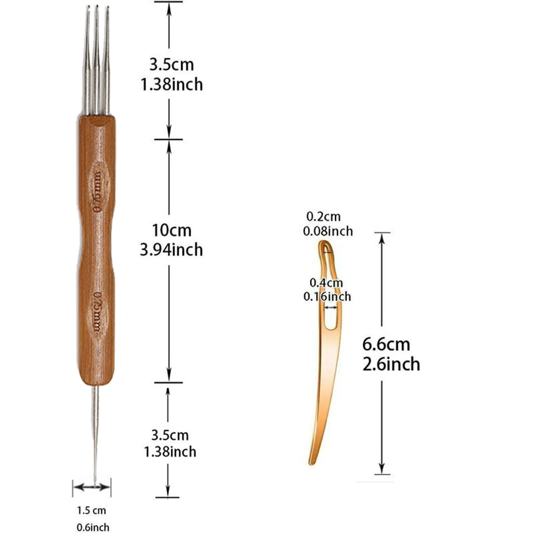 CCLG Quick-Install Crochet & Dreadlock Tools 12-Piece Dreadlock Tool Kit — Bamboo-Handle Crochet Needles, Latch Hooks, Interlocking Tool & Storage Bag for Locs/Protective Styles
