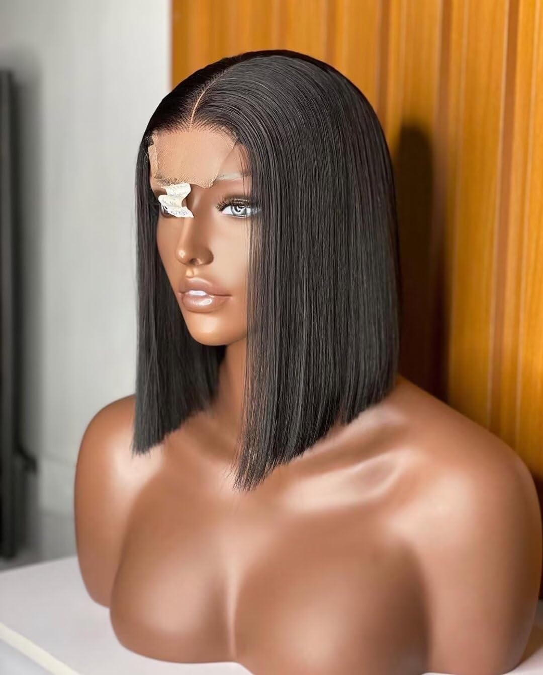 CCLG 2x6 HD Lace Short Straight Bob Wig — 100% Human Hair, Natural Hairline & Easy Install Ready to Go Middle Parted Glueless Bob Wig Natural Black