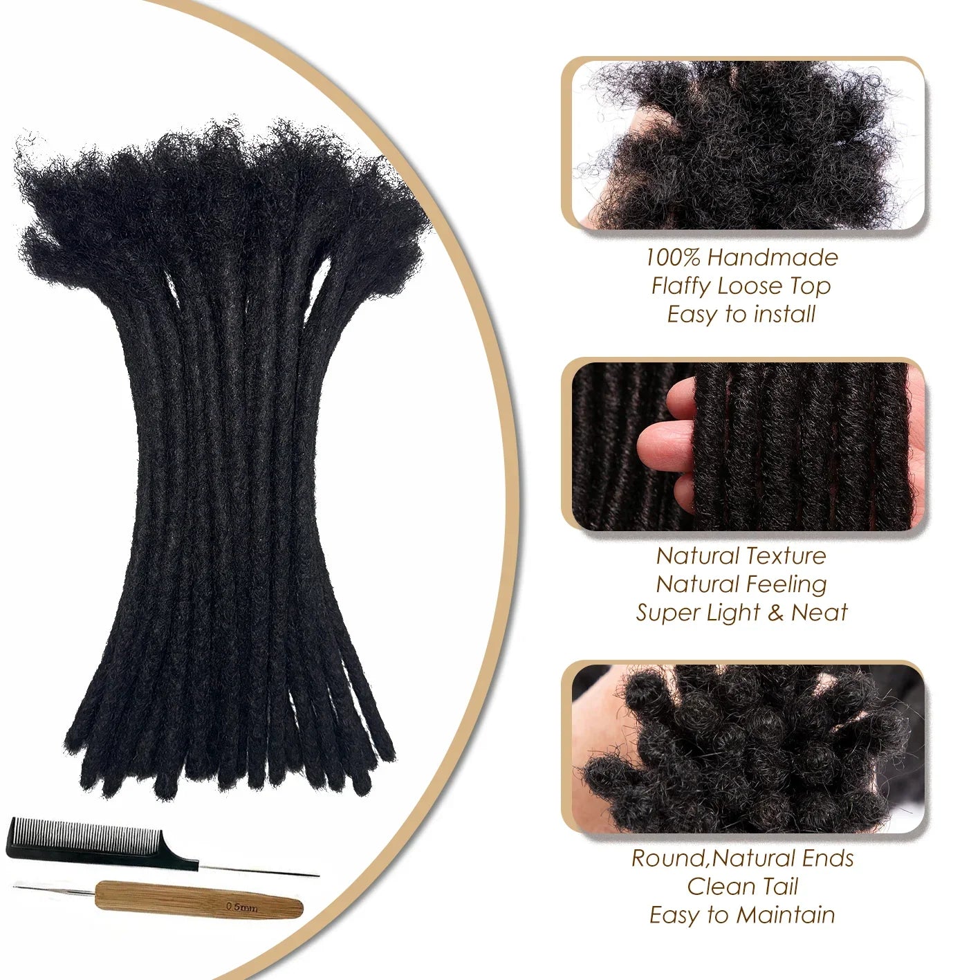 CCLG 8inch Full color  Hair Dreadlocks Extensions 100% human hair Handmade Locs For Men and Women 0.4cm-0.8cm Thickness