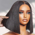 CCLG 2x6 HD Lace Short Straight Bob Wig — 100% Human Hair, Natural Hairline & Easy Install Ready to Go Middle Parted Glueless Bob Wig Natural Black