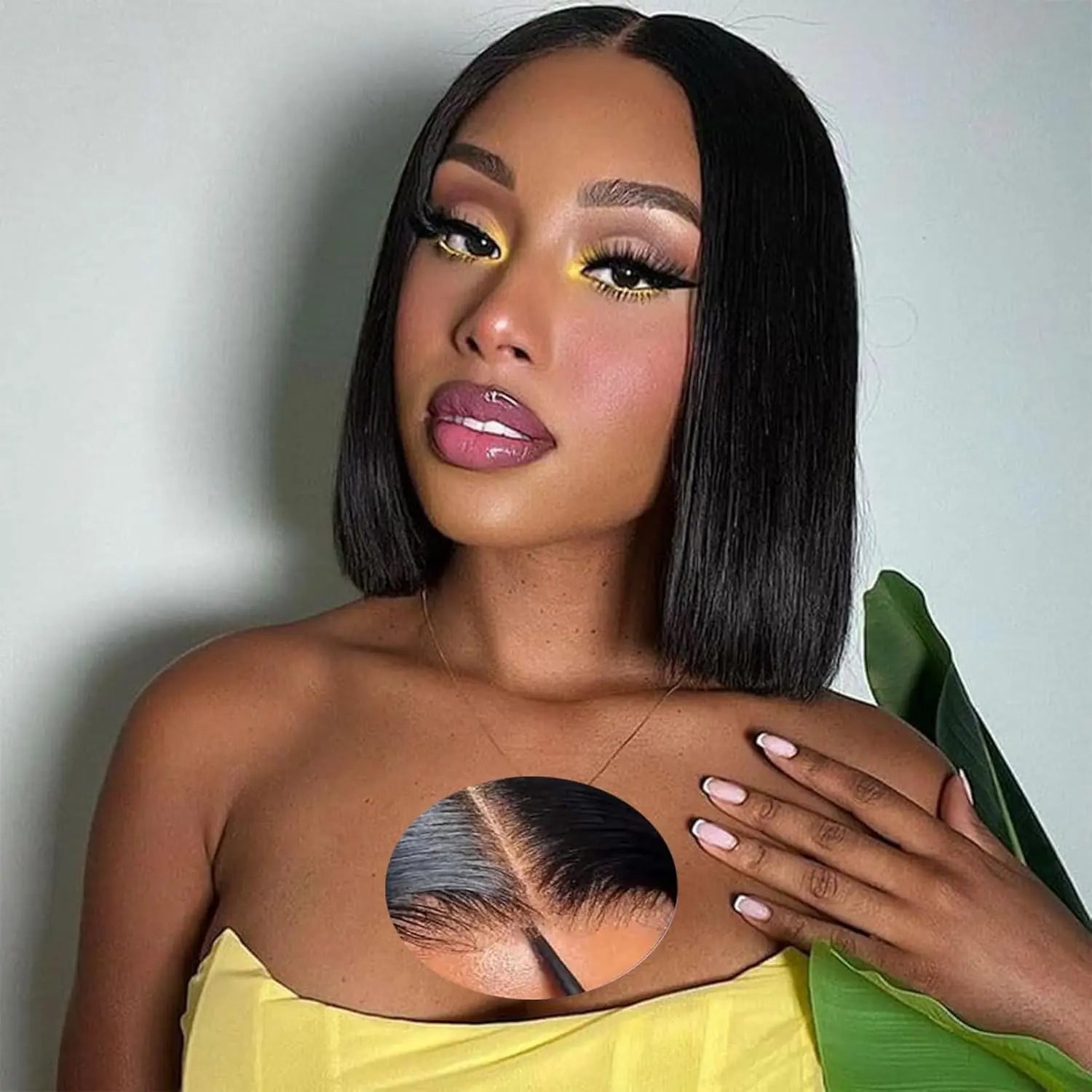 CCLG 2x6 HD Lace Short Straight Bob Wig — 100% Human Hair, Natural Hairline & Easy Install Ready to Go Middle Parted Glueless Bob Wig Natural Black